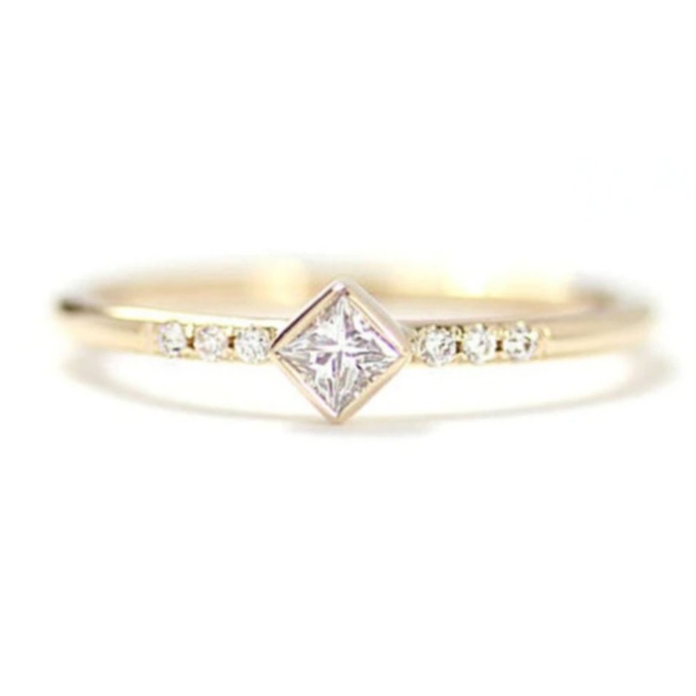 Diamond Engagement Ring Pave Stones Gold CZ NEW!